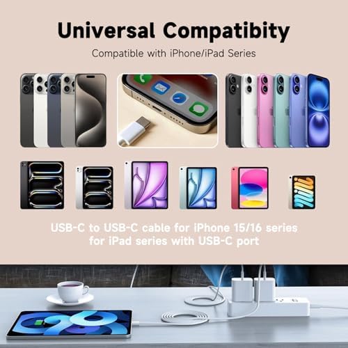 20 W Dual Pack Fast Charger for Apple Devices – Ultimate Rapid Power Solution for i Phone 16, Air Pods Pro 2 nd Gen, i Pad 11 A16 & More – Durable USB Type C Woven Cable for Home & Travel Efficiency