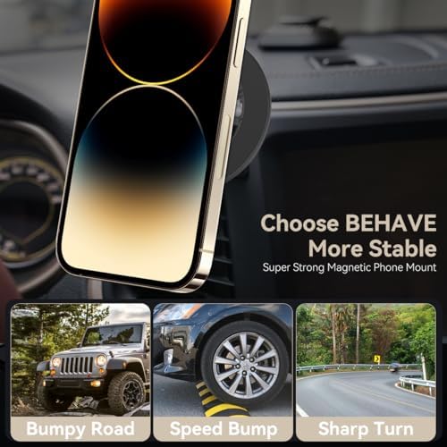 Elevate Your Driving Experience with the BEHAVE Magnetic Phone Holder for Jeep Cherokee (2015-2018) – Innovative 360-Degree Rotating Mount for Seamless Navigation and Enhanced Safety, Compatible with Mag Safe, i Phone 15/14/13/12 & Android Smartphones