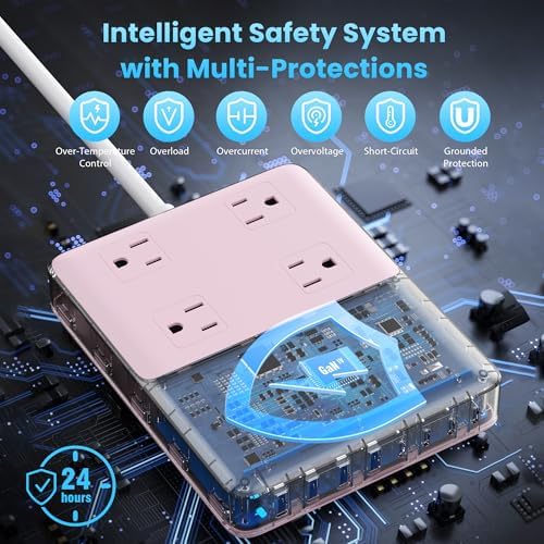 Revolutionize Your Charging Setup with the 12-in-1 USB C Power Strip – 200 W Ga N IV Fast Charger with 4 AC, 4 USB-A, and 4 USB-C Ports, Perfect for Mac Book and i Phone 16/15/14 – 5 ft Cord for Ultimate Flexibility in Home and Office Environments