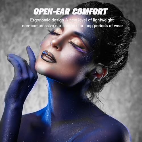 Transform Your Soundscape with Innovative Open Ear Wireless Bone Conduction Earbuds – Sweatproof Bluetooth Headphones for Active Lifestyles – Stay Engaged and Safe in Stylish Black Finish