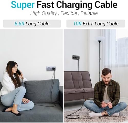 30 W Ultra-Fast USB-C Dual Pack Charger for i Phone 15 & 16 – Includes 6.6 ft & 10 ft Cables – Versatile Compatibility with i Pad Pro and Galaxy S Series – Perfect for Active Lifestyles and Quick Power Solutions