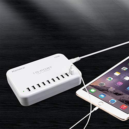 High-Power USB Charging Station 120 W 24 A 10-Port Hub – Fast Multi-Device Charger for i Phone, i Pad, and Samsung Galaxy – Enhanced Speed & Safety Features for Home or Office Use