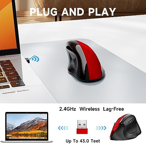 Elevate Your Comfort and Style with the memzuoix Purple Ergonomic Wireless Mouse – Right-Handed Vertical Design for Natural Wrist Posture, Adjustable DPI of 800/1200/1600, Perfect for PCs, Laptops, and Desktops – Experience Lag-Free 2.4 G Connectivity and Enhanced Productivity!