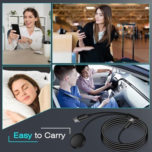 Ultra-Fast 25 W USB C Charging Cable for Galaxy Watch Series 7/6/5 Pro/4/3 & Samsung S24/S23/S22/S21/S20 – Versatile 2-in-1 Charger with 5 ft Length for Effortless Smartwatch and Smartphone Powering, Compact & Lightweight for Travel Enthusiasts, Must-Have Galaxy Watch Accessory