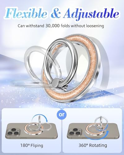 Glamorous Glitter Magnetic Phone Ring Holder for i Phone – Chic Mag Safe-Compatible Grip for Easy One-Handed Use – Stylish Finger Stand Accessory for Women – Perfect for Hands-Free Video Calls and Everyday Convenience – Secure, Durable, and Easy to Clean