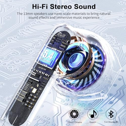 Revolutionary Bluetooth 5.4 Earbuds with 40-Hour Battery Life – Experience Advanced 4 ENC Noise Cancellation, Featherlight Design, and IP7 Waterproof Protection for Ultimate Performance in Active Lifestyles – LED Battery Indicator for Continuous Enjoyment and Exceptional Sound Clarity