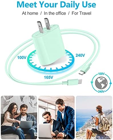 20 W USB-C Fast Charger for i Pad Pro, Air & Mini – Ultimate PD Wall Charger with 6.6 ft USB-C to C Cable for Rapid Charging Across All Generations, Compact Design for On-the-Go Power Solutions, Enhanced Safety Features to Prevent Overheating