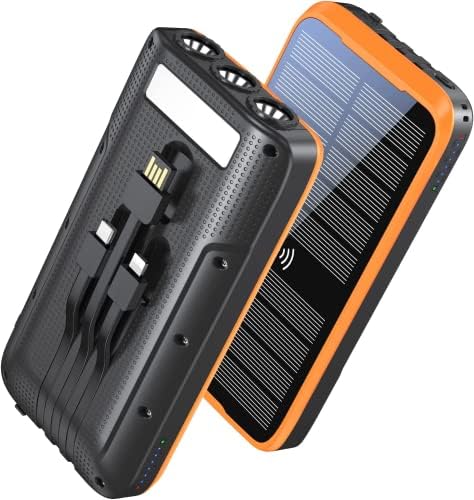 Ultimate Solar Power Bank 43,800 m Ah with QC3.0 Fast Charging & Qi Wireless Technology – Dual Output Cables & 680 Lumen Emergency Flashlight for Outdoor Adventures and Travel Efficiency