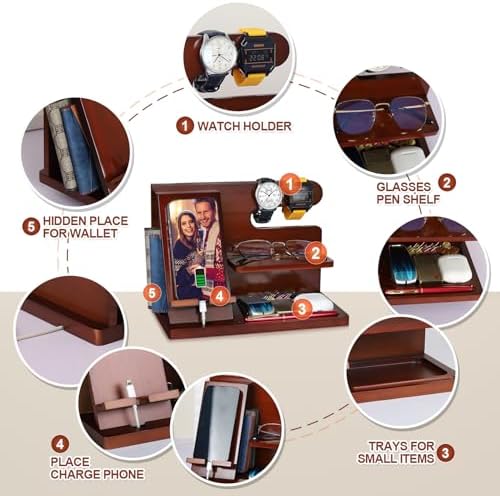 Gifts for Men Him Husband, Stocking Stuffers for Man Him, Christmas Mens Gift, Wood Phone Docking Station, Groomsmen Gift, Anniversary Fathers Day Birthday Gifts for Man Husband Boyfriend – Enhanced Compatibility and Speed