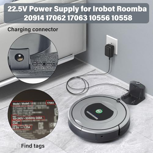 Premium 22.5 V Roomba Charger – High-Efficiency AC/DC Power Adapter for i Robot Vacuums (400, 500, 600, 700, 800 Series) – Boost Cleaning Performance with Reliable, Fast Charging and Enhanced Lifespan Safety Features