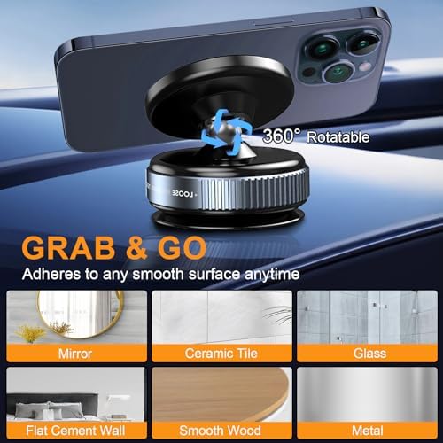 Revolutionary 360° Adjustable Magnetic Suction Cup Phone Holder – Versatile, Portable Smartphone Mount for Car, Gym, Kitchen, and Mirrors – Universal Compatibility with i Phone and Android Devices – Enhanced Stability and Effortless Multi-Tasking Experience