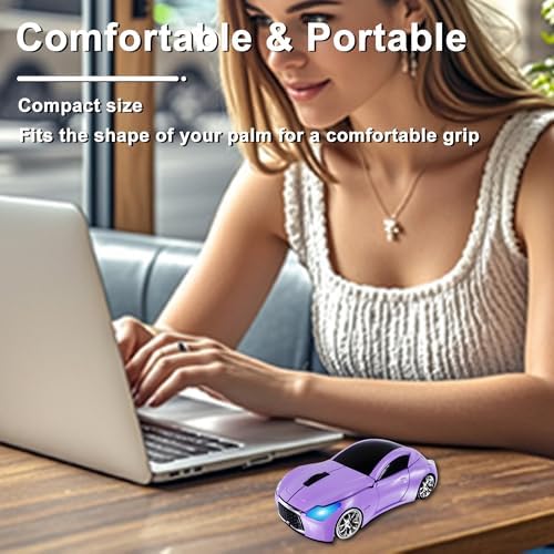 Sleek Yellow Wireless Car Mouse – Cool Sports Car Design for Enhanced Precision with 1600 DPI Optical Technology | Lightweight & Portable USB Receiver Mouse for Laptops, PCs, and Travel | Perfect Gift for Tech Lovers and Professionals