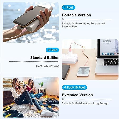 4 Pack 3 ft Apple MFi Certified Lightning to USB Charging Cables – Fast, Durable, and Tangle-Free Cords for i Phone 14/14 Max/13/13 Pro Max/12 Mini/11/11 Pro/XS/XR/8/7/6 s/5 S and i Pad – Reliable Performance for Home, Office, and Travel