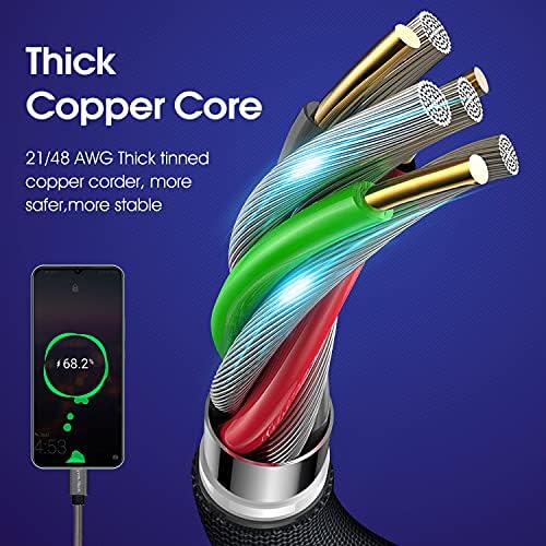 Cyven Premium 3 ft USB Type C Cable Duo Pack – Fast Charge & Data Transfer Cord, Durable TPE Construction, Compatible with Samsung Galaxy A Series, LG V Series, and More – Stylish Pink Design for Enhanced Performance and Versatility
