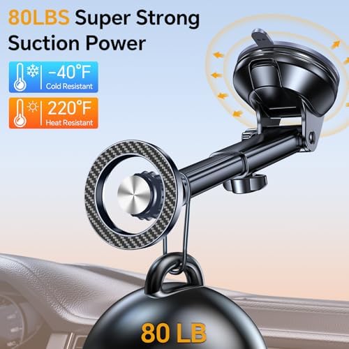 Coolpow Mag Safe Car Mount – Versatile Magnetic Phone Holder for i Phone 13-16 | Windshield, Vent & Dashboard Suction Cup Stand | Enhanced Stability & Easy Access for Navigation & Hands-Free Calls | Premium Car Accessories to Elevate Your Driving Experience