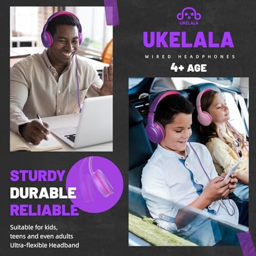 U2 Kids’ Lightweight Wired Headphones in Stylish Pink – Comfortable On-Ear Design Perfect for School, Travel, and Home | Durable, Easy-to-Use Headphones Compatible with i Pads, Tablets, and Laptops | Ideal for Young Girls and Students Seeking Engaging Audio Experience