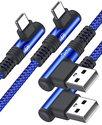 Sweguard 6.6 ft Fast Charging USB to Type C Cable – 2-Pack with 90-Degree Angled Connectors for Enhanced Comfort and Durability – Ideal for i Phone 16, Samsung Galaxy S Series, and Universal Compatibility – Perfect for Home, Office, and Travel Use