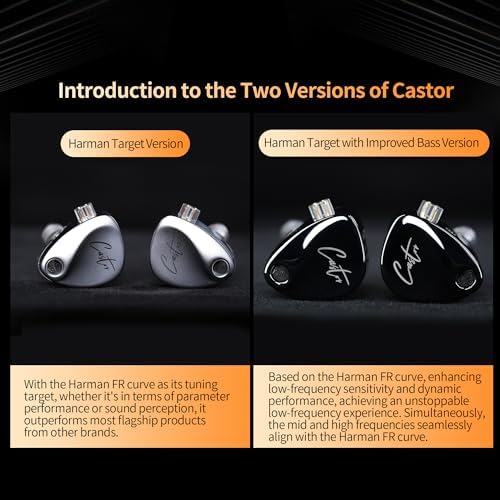 KZ Castor Harman Bass IEM – Dual Dynamic Driver Wired Earbuds for Gaming & Music, Customizable 4-Level Sound Adjustment, Noise-Isolating Design with Built-In Mic – Exceptional Audio Performance & Compatibility