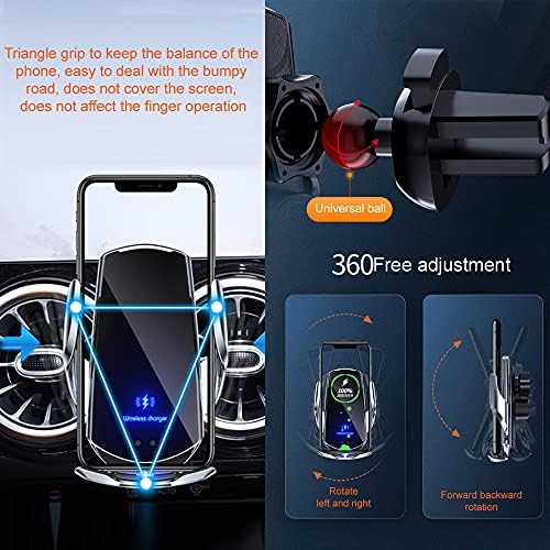 Smart Sensor Wireless Car Charger & Phone Holder – 15 W Fast Charging for i Phone & Samsung – Auto-Clamping Air Vent Mount with Transparent Design – Enhanced Compatibility & Effortless Use
