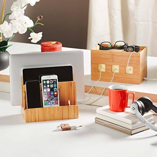 Eco-Friendly Bamboo Multi-Device Charging Station & Organizer – Streamline Your Workspace with Fast Charging for Laptops, Tablets, and Smartphones – Elegant Design in Various Finishes for a Clutter-Free Environment