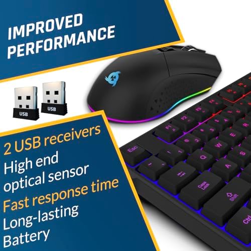 KLIM Chroma RGB Wireless Gaming Keyboard – Ultimate Performance with Long-Lasting Rechargeable Battery, Quick Typing & Water-Resistant Design for PC, PS5, PS4 & Mac – Elevate Your Gameplay with Stunning Backlighting & Enhanced Compatibility