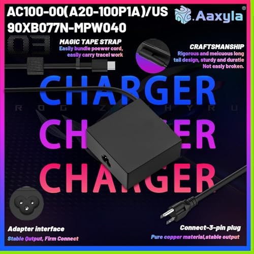 100 W USB Type-C Laptop Charger – High-Speed Power Adapter for Asus ROG, Chromebook, Zen Book, and Vivo Book – Universal Compatibility with Multi-Protection Features for Safe Charging – Ideal for Models X7, 14, 14 X, Z13, GV301, and More – Reliable Performance for All Your Devices