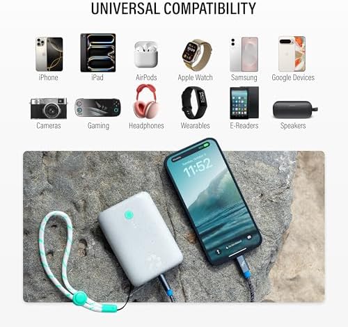 Ultimate Champ 10,000 m Ah Portable Charger – Dual USB-C Power Bank with 20 W Fast Charging for i Phone, Laptops, Tablets & More – Travel Essential with Included Cable for Enhanced Device Compatibility and Performance