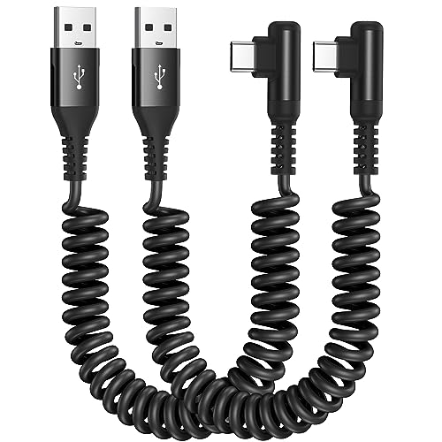Transform Your Charging Routine with the Versatile Coiled USB C Cable – 10 ft Right Angle Design for Enhanced Accessibility, Optimized for i Phone 15/16 & Samsung Galaxy S20-S25, Fast Charging Efficiency, Retractable Convenience for Seamless Storage & Travel Solutions