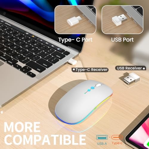 Elevate Your Computing Experience with the Q23 S Black Wireless Mouse – Rechargeable, Dual Mode USB-A & Type-C, Silent Operation, and 3 Adjustable DPI for Ultimate Precision and Versatility Across Laptops, Macs, PCs, and Android Devices