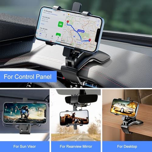 JFX Dashboard Smartphone Mount: Effortless One-Handed Operation for 4.3-7.6 Inch Devices, Thick Case Compatible Clip-On Car Holder for Enhanced Driving Convenience and Safety