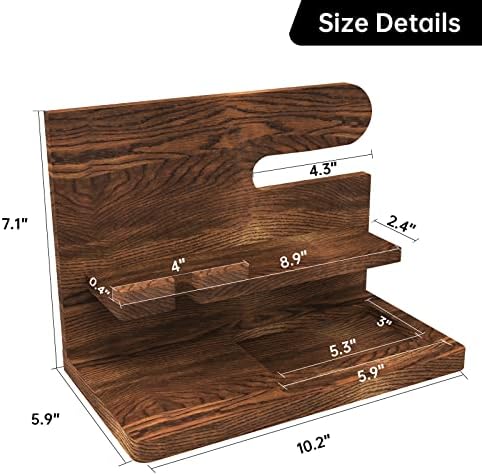 Birthday Gifts for Men – Husband & Dad Nightstand & Desk Organizer – Wood Phone Docking Station – Enhanced Compatibility and Speed