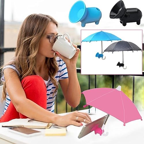3 Pcs Phone Umbrella Cell, Phone Umbrella for Sun Shad with Suction Cup Stand, Outdoor Sun Phone Umbrella Mobile Holder for Phone with Adjustable Piggy Suction Cup Phone Cell Sunshade – Enhanced Compatibility and Speed