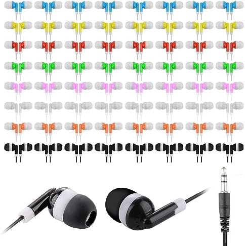 Bulk Kids Earbuds for Classroom Use – 50 Pack Wired Headphones with Multi-Colored Designs for Enhanced Learning, Compatible with Chromebook, Laptop & PC – Durable, Lightweight, and Hygienic Audio Solution for Students