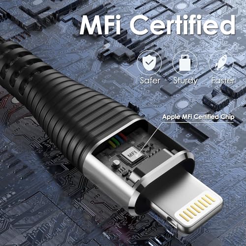 Fast Charging Nylon Braided i Phone Charger Cable – 3-Pack, 3 FT MFi Certified Lightning Cords for i Phone 14/13/12/11 Pro Max/XR/XS/X/8/7/Plus/6 S, i Pad, i Pod, and Air Pods – Enhanced Durability and Compatibility for Optimal Performance