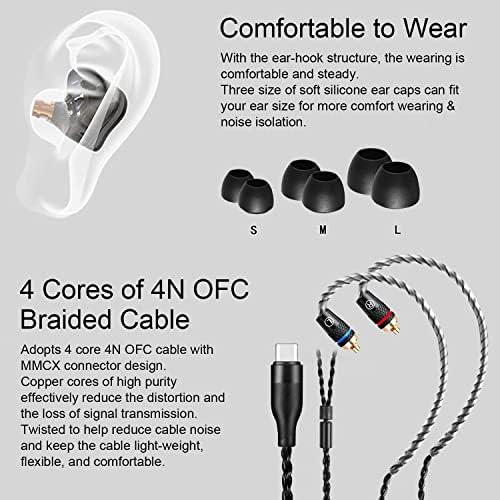 Professional USB C In-Ear Monitors with Tesla Magnet Technology – High-Fidelity Sound Isolating Earbuds for Musicians, Singers, and Drummers Featuring MMCX Connector for Enhanced Compatibility and Durability – Lightweight, Comfortable Design for Long Sessions and Studio Use