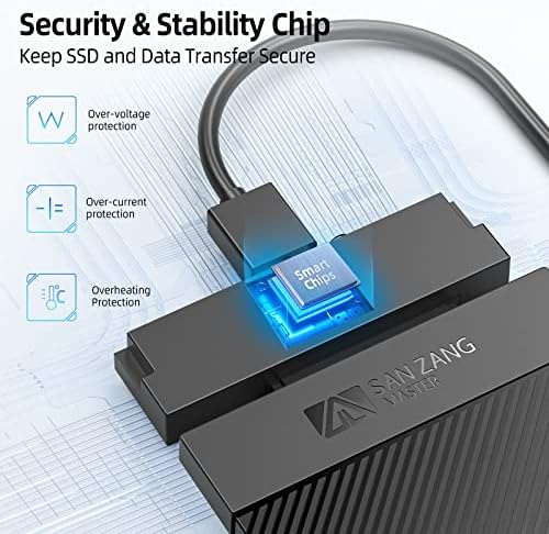SAN ZANG MASTER 2.5 Inch High-Speed Hard Drive Enclosure – USB 3.1 Gen 1 to SATA III – 6 Gbps Data Transfer for 7-9.5 MM HDD/SSD – USB-C Compatibility – Optimized for Windows, PS4, Xbox – Enhanced UASP Trim Support – Sleek Black Design for Ultimate Data Security and Versatility