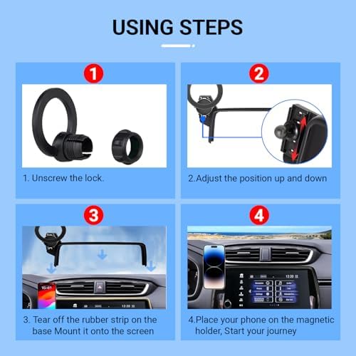 Honda CR-V 2017-2022 Magnetic Phone Holder – Premium 360° Rotating Car Mount with Mag Safe Compatibility for Ultimate Safety and Accessibility, Ideal for 5 & 7 Inch Displays