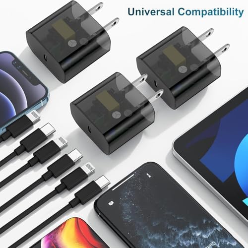 Ultra-Fast 20 W USB-C Charger with 6-Foot Lightning Cable – Convenient 3-Pack for i Phone 14/13 Pro, Ideal for Home and Travel – Superior Durability and Extended Reach for Effortless Charging Anytime