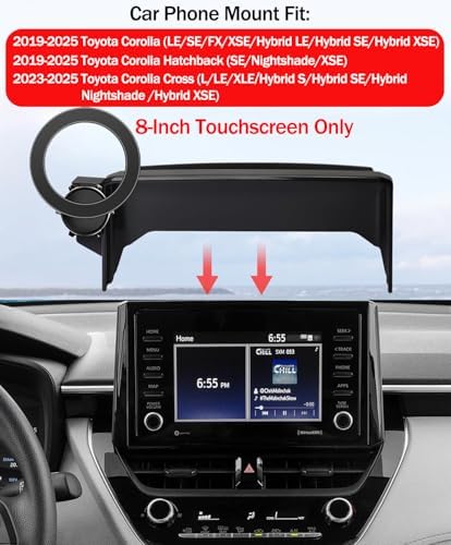 Mag Safe-Compatible Car Phone Mount for 2019-2025 Toyota Corolla, Corolla Hatchback & Corolla Cross – Securely Holds 8-Inch Touchscreens for Effortless Navigation & Hands-Free Use, Streamlined Design for Maximum Safety and Accessibility