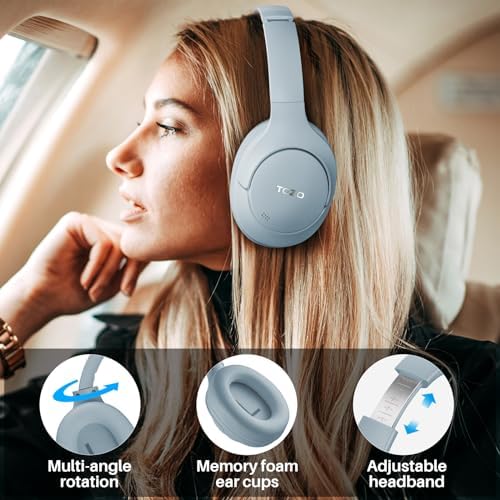 Unleash Superior Sound with TOZO HT2 Wireless Over-Ear Headphones – Advanced Noise Cancellation, Customizable EQ, and 60-Hour Battery Life for Ultimate Listening on the Go or at Home