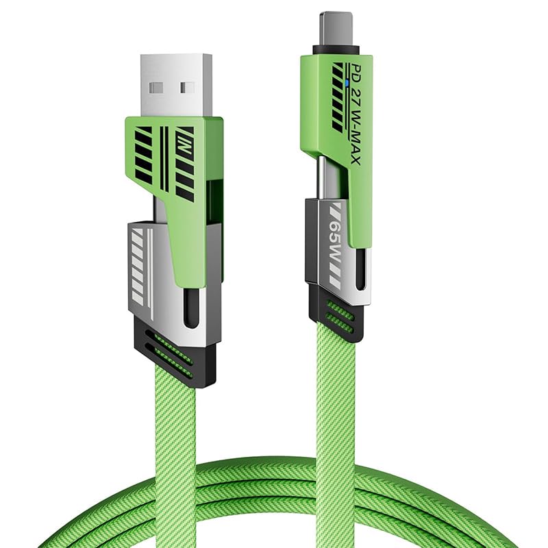 Versatile 4-in-1 Long Multi USB Charging Cable – 6.6 FT Zinc Alloy Fast Charger for i Phone 16 Pro Max, Samsung Galaxy S23 & More – Tangle-Free, Durable, and High-Speed Compatibility for All Your Devices