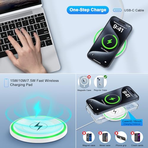 Ultra-Fast 15 W Wireless Charging Pad with 18 W Quick Charger Block – All-in-One Qi-Enabled Power Solution for Samsung Galaxy S25 Edge Ultra, Z Fold 6, Flip 6, S24, S23, S22, S21, S20 – Effortless, High-Speed Charging with Smart Protection and Non-Slip Design for Home or Office Use