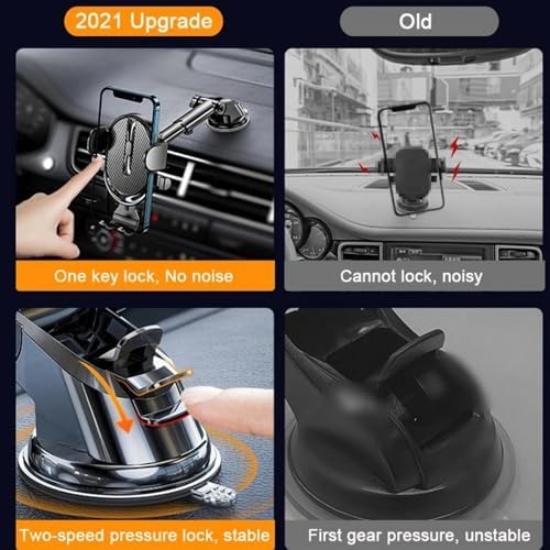 Sleek Black Universal Car Phone Holder with Strong Suction Cup – 360-Degree Rotating Smartphone Mount Compatible with i Phone 14, Xiaomi, Huawei, and Samsung – Hands-Free Vehicle Bracket for Safe Navigation and Effortless Music Control – Ideal for Every Car Interior