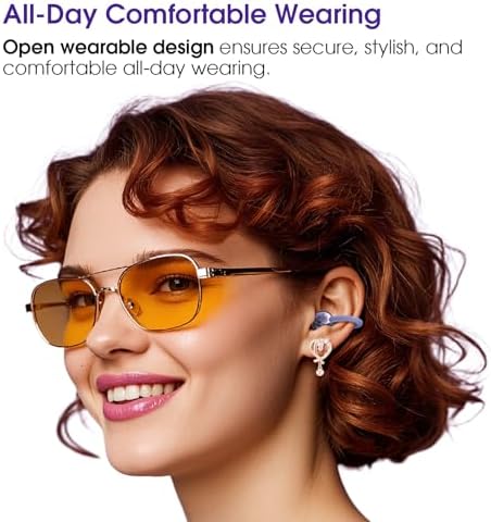 Open Wearable Wireless Earbuds with Clip-on Design – Ultra-Lightweight (0.15 oz) Waterproof Headphones for Active Lifestyles | 50-Hour Battery Life & Bluetooth 5.4 for Seamless Connectivity | Perfect for Sports, Fitness, and Work with Glasses-Friendly Comfort