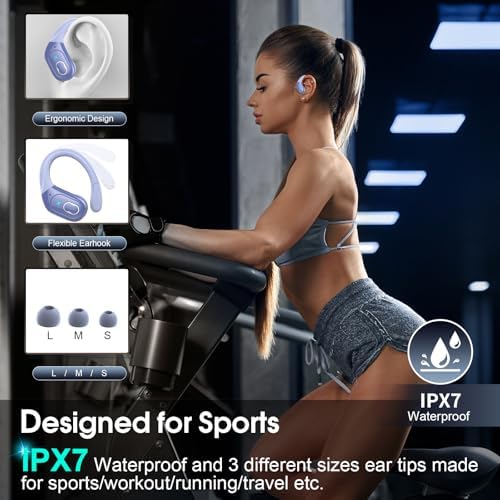 Ultimate Bluetooth 5.4 Wireless Earbuds with 75-Hour Playtime – Ergonomic Deep Bass Sport Headphones with IPX7 Waterproof Rating for Active Lifestyles, Advanced ENC Noise Cancelling Mic for Superior Call Clarity – Ideal for Fitness and Outdoor Activities