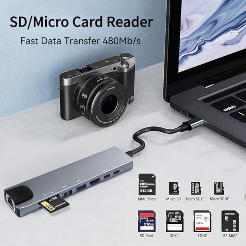 Elevate Your Workflow with the USB C to Dual HDMI Adapter – Ultimate Type C HDMI Splitter for Dual Monitor Setups, Featuring Fast USB 3.0 Hub and 100 W Power Delivery for Mac Book, Dell XPS, HP, Surface & Chromebook – Ideal for Multitasking and Professional Use