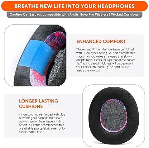 Experience Ultimate Comfort with WC Freeze Nova Pro Wireless Cooling Gel Earpads for Arctis Nova Pro – Exclusive 90’s Black Design, Enhanced Durability & Sound Isolation, Tailored Fit for Gamers Seeking Maximum Performance and Prolonged Play Sessions