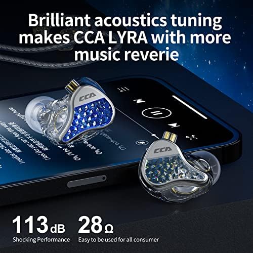 Transform Your Sound Journey with FEDAI CCA Lyra Hi-Fi In-Ear Headphones – 10 mm Dynamic Driver for Rich Bass & Crystal Clarity, Striking Diamond-Like Faceplate for Enhanced Durability, Versatile Detachable Silver-Plated 0.75 mm 2-Pin Cable with Integrated Microphone for Effortless Call Management – Ideal for Audiophiles & Everyday Listeners