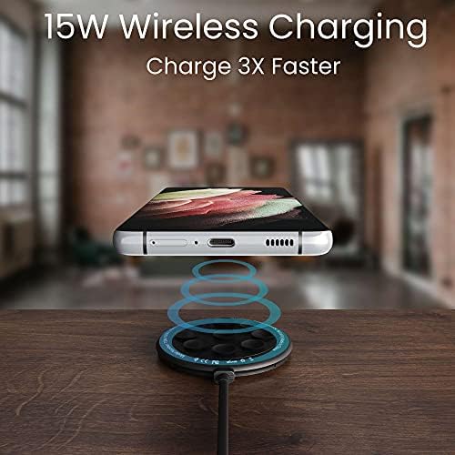 Revolutionize Your Charging Experience with the Techsmarter 15 W Fast Wireless Charger Pad – Secure Suction Cup Design for i Phone 14, Samsung S23, and Pixel Devices, Enhanced Anti-Slip Technology for Optimal Stability, Compact and Stylish with LED Charging Indicator for Effortless Power Delivery
