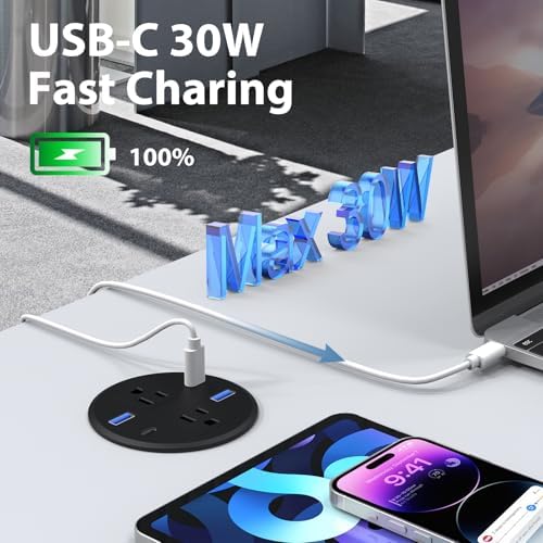Transform Your Workspace with the Recessed Conference Power Strip Socket – Versatile 2-Outlet Charging Station with Dual USB Ports for Rapid Device Powering and Enhanced Organization in Professional Settings